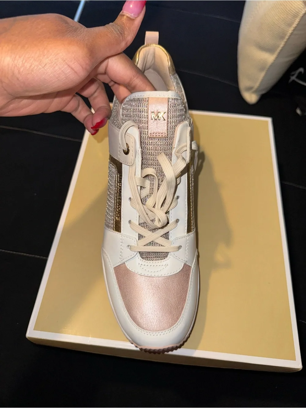 Michael Kors Women's Metallic Rose Gold and White Sneakers
